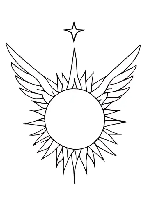 Sun And Stars Forming Its Wings