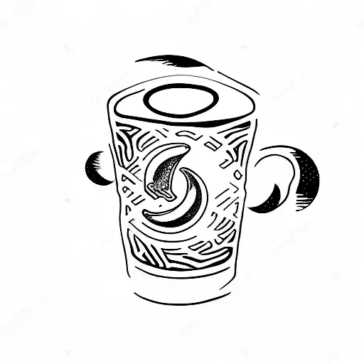 A Minimalist Coffee Cup With A Crescent Moon Inside It