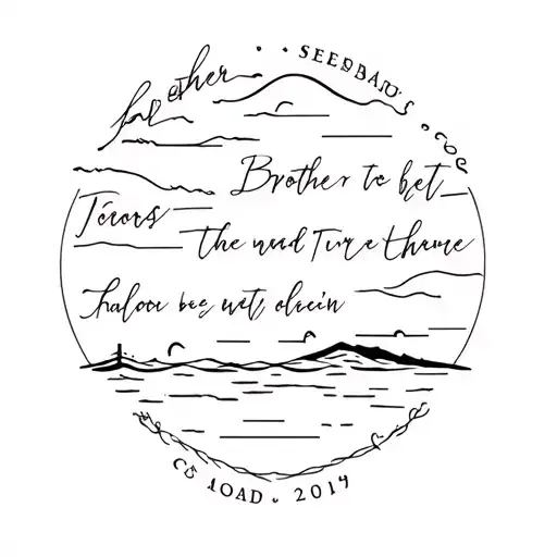 Memorial Brother Nature Inspired Tattoo Ocean With Area For Birth Date