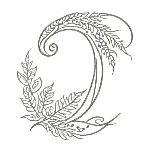 A Crescent Moon Made Of Intricate Fern Patterns