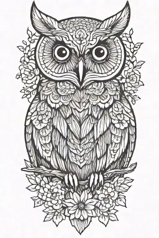 Owl Wearing Wildflower Crown