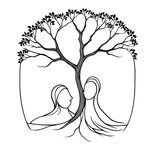 Mother And Father And A Tree