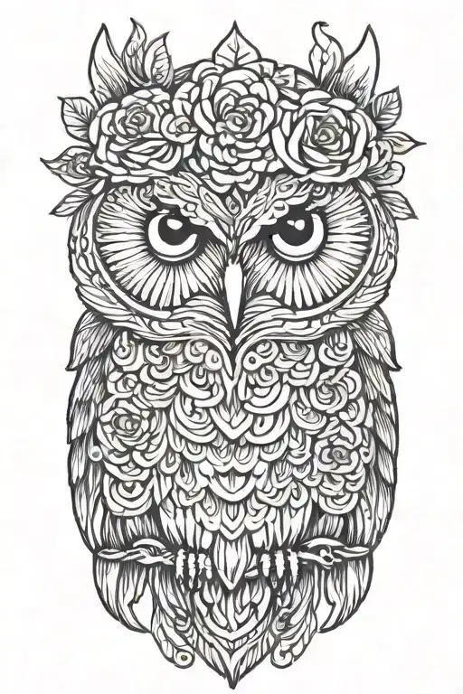 Owl Wearing Flower Crown