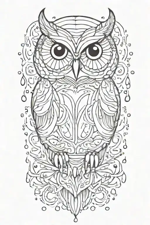 Owl Surrounded By Rain Drops