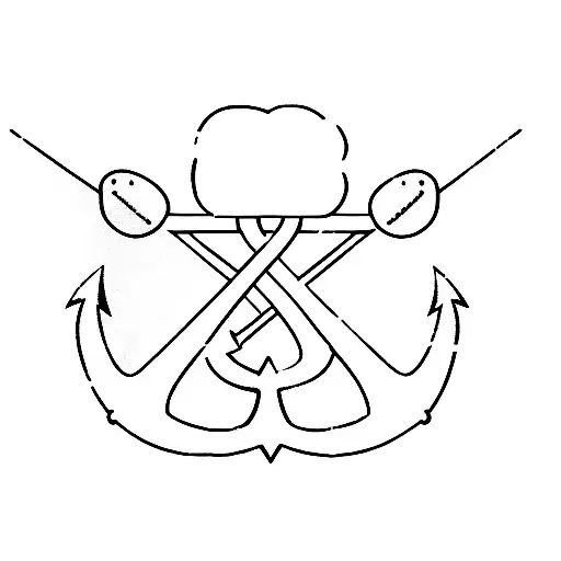 An Anchor And Two Martini Glasses