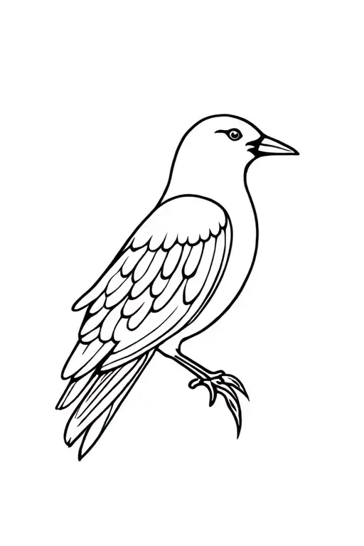 Bird With A Long Tail In The Style Of Northern Ethnic Eskimo Drawings
