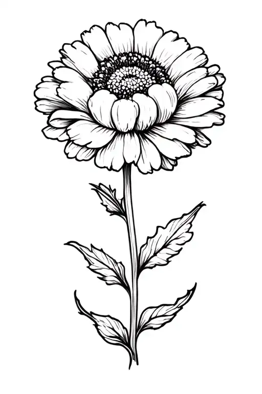 Marigold Flower With A Hint Of Color But Mostly Black And White