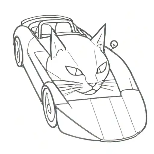 A Minimalist Design Of A Cat Driving A Sports Car