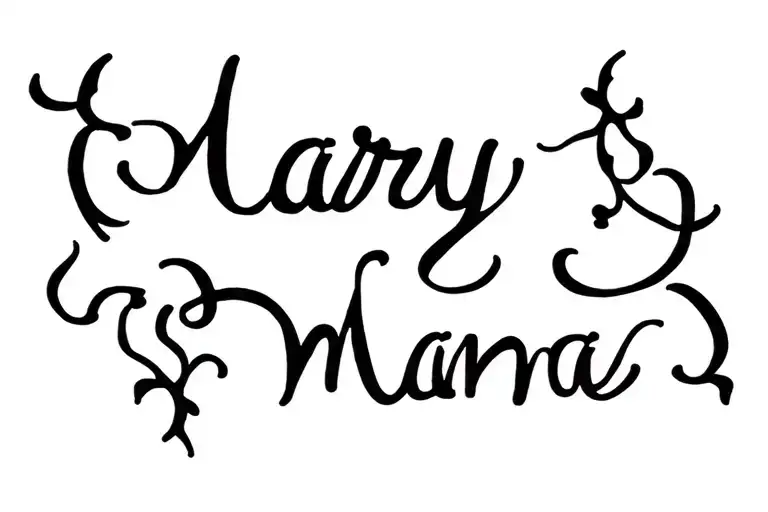 Mary Mama Ambigram Tattoo Design Combining