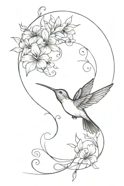 Hummingbird Flying With A Semicolon And Cross Intertwined
