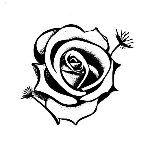 Two Roses And One Dandelion