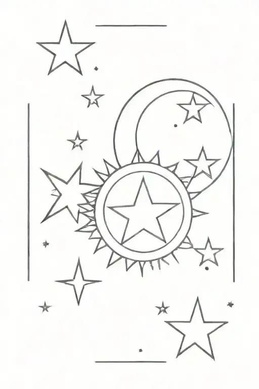 Sun Moon And Star To Represent A Mom Son And Daughter