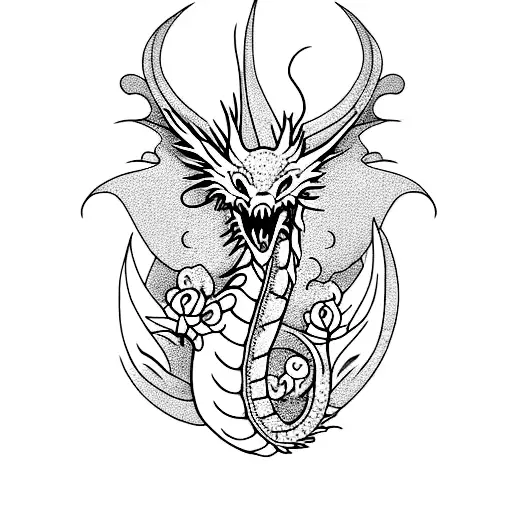 Dragon Flash With Some Flowers Few Detail