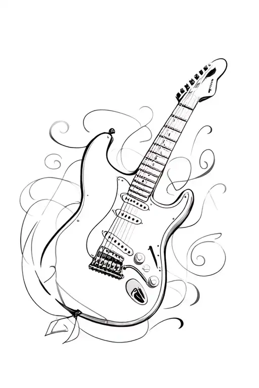 Treble Clef Stratocaster Guitar Surrounded
