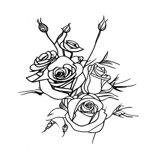 Bouquet Of Violet Rose And Poppy