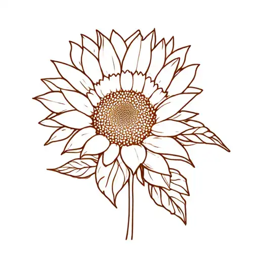 Sunflower And Tulip Line Tattoo Design Featuring