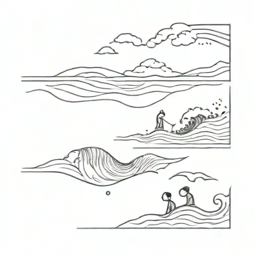 Family And Ocean Waves