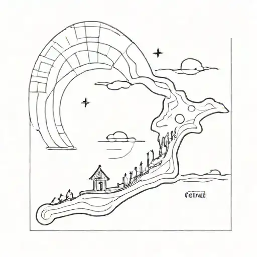 A Minimalist Design Of A Stylized Map Of Ordu With A Sun And Sea Incorporated Into The Design