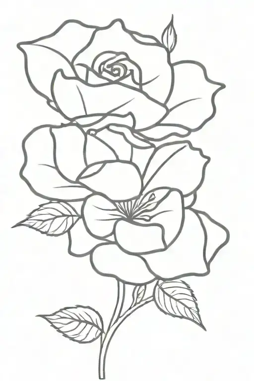 Rose With Falling Petal In Red Fine Line
