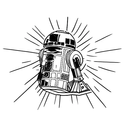 R2d2 Rolling Towards Sunset With Two Stars In The Sky