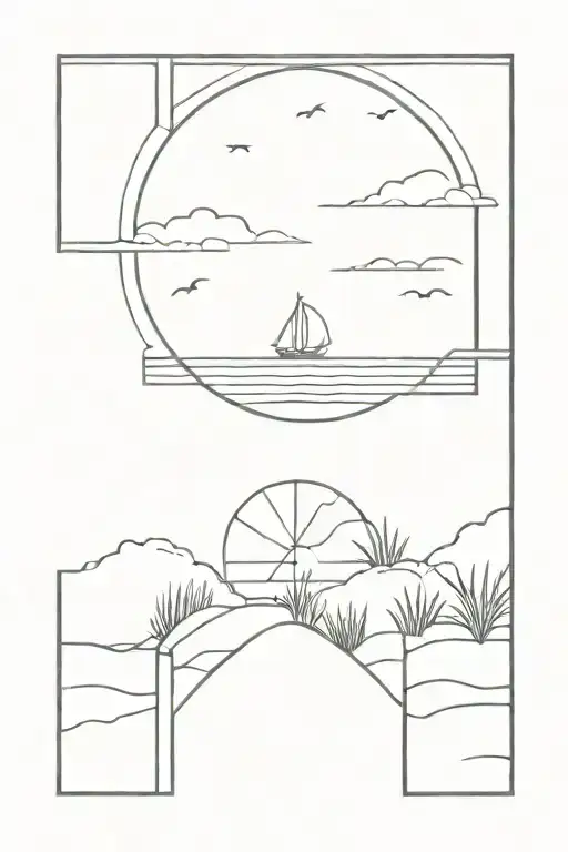 Window And Sunset Beach