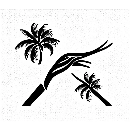 Spine With Neurons And Health Symbols In A Palm Tree