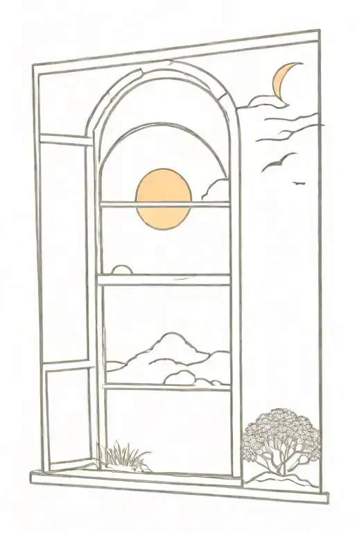 Window And Sunset Scene
