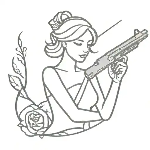 Stick Figure Princess Holding A Gun