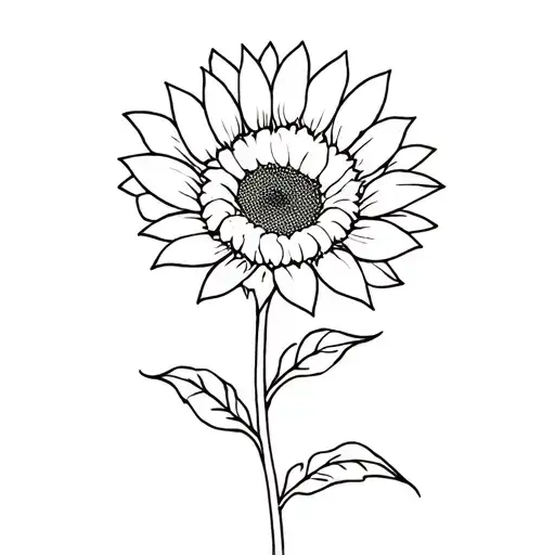 Sunflower And Tulip Line Tattoo Design Combining