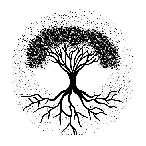 Tree Of Life With Intertwined Roots