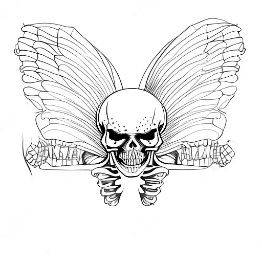 Skeleton Outline With Red Fairy Wings