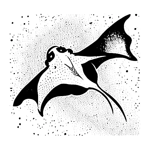 Manta Ray Floating Over The Sun