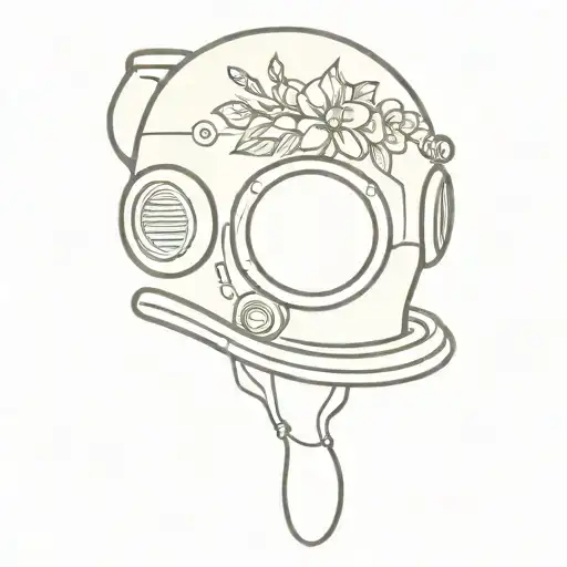Old Dive Helmet Adorned With Intricate Floral Patterns