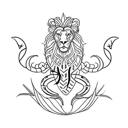 Lion Symbol With Fish Symbol And Scorpion Symbols