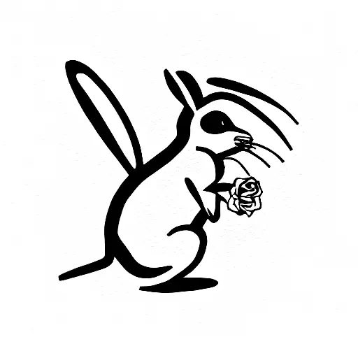 Leaping Rabbit With Rose