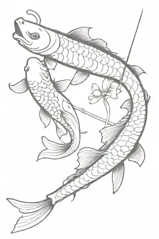 Katana And Carp Koi And Samurai