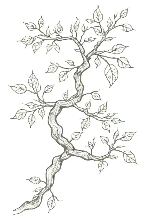 New Branch With Leaves Growing On A Large Old Tree