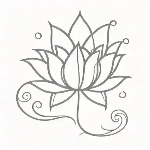 Unalome With Moon And Lotus Minimalistic