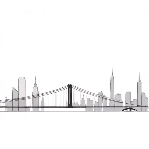 New York Minimalist Skyline With Brooklin Bridge