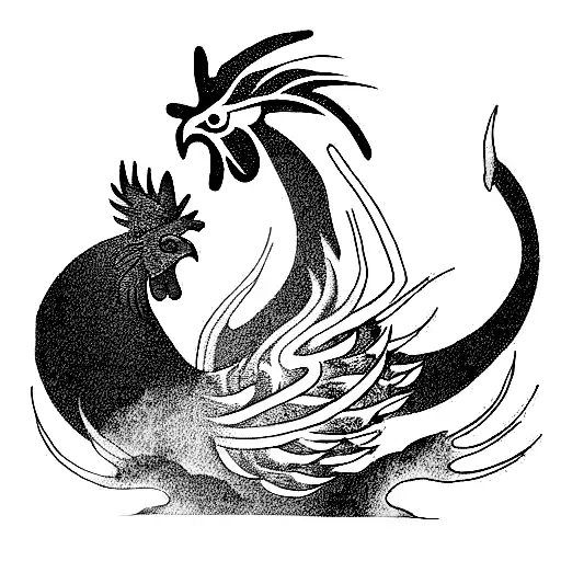 Waterdragon With Fire Rooster