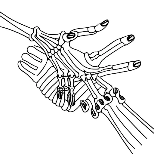 A Skeleton Hand Reaching Out For A Human Hand