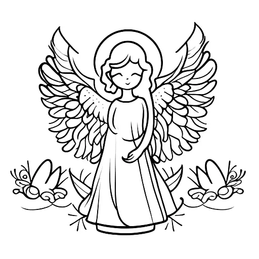 An Angel With Wings Surrounded By Blooming Flowers