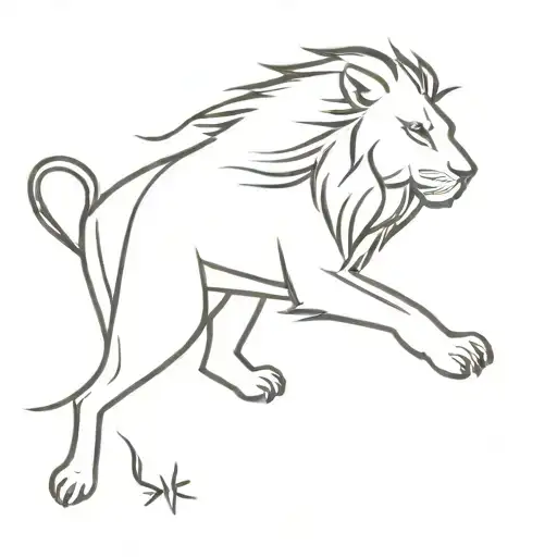 A Minimalist Design Of A Lion Running With A Briefcase In Its Mouth