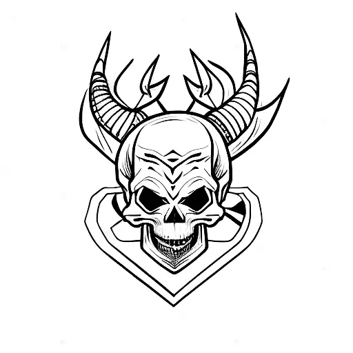 Skull With Devil Horns Playing Electric Guitar