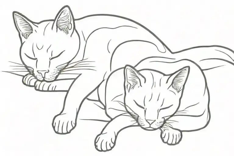 Burmese And Nebulung Cat Sleeping Cat