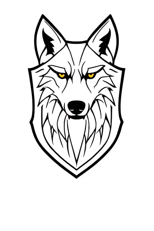 Wolf Face Mantle On Shield Adorned