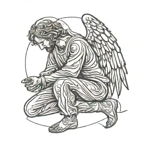 Angel Kneeling To God