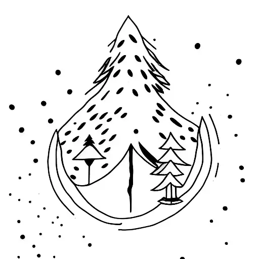 A Minimalist Tattoo Of A Serene Forest Scene With A Hidden Gaming Symbol Incorporated Into The Trees