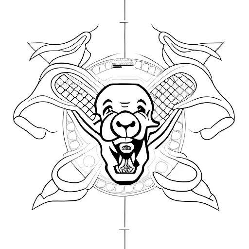 A Minimalist Tattoo Of Drake's Face With A Football In The Background