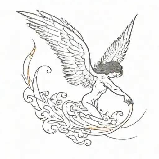 Falling Angel With Flaming Wings